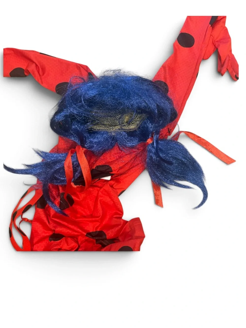 Miraculous Ladybug Girl Costume Large Kids Halloween W/ Wig Red Blue